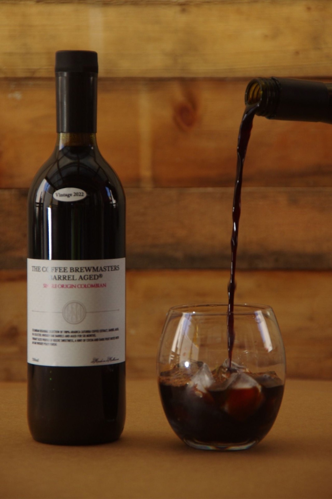 Barrel Aged® coffee poured over ice